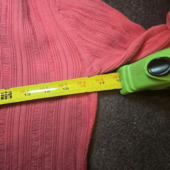 DKNY‎ Y2K Long Sleeve Knit to Shape Sweater Hood Pink/Coral Small - Picture 8 of 11